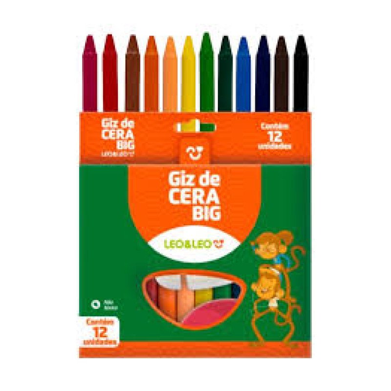 Giz De Cera 12 Cores Grosso 10x10mm Leo & Leo