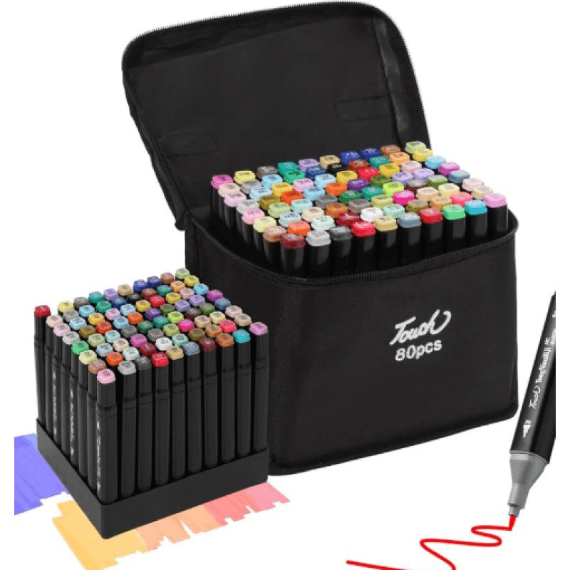 Marcador Artístico P. Dupla Estojo 80 Cores Art Maker Magic 