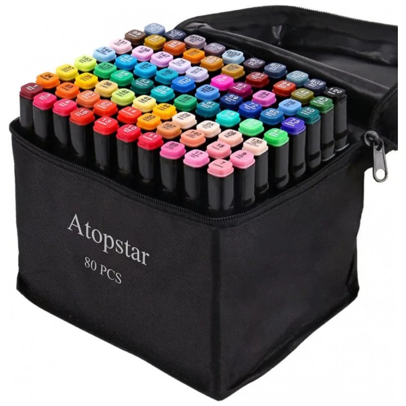 Marcador Artístico P. Dupla Estojo 80 Cores Art Maker Magic 