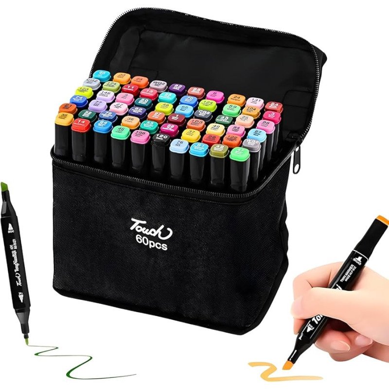 Marcador Artístico P. Dupla Estojo 60 Cores Art Maker Magic 